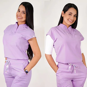 Delantal Antifluidos Mujer Amapola Lila Pastel — libreta de bolsillo para estudiantes de enfermería | Enfermera Rosada