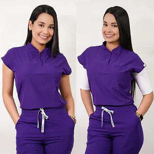 Delantal Antifluidos Mujer Amapola Morado 1 — libreta de bolsillo para estudiantes de enfermería | Enfermera Rosada