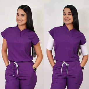 Delantal Antifluidos Mujer Amapola Morado 2 — libreta de bolsillo para estudiantes de enfermería | Enfermera Rosada