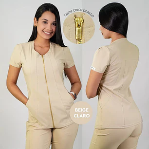 Delantal Antifluidos Mujer Lirio con Cierre Beige 2 — libreta de bolsillo para estudiantes de enfermería | Enfermera Rosada