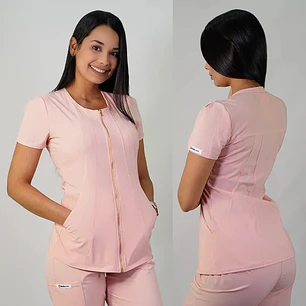 Delantal Antifluidos Mujer Lirio con Cierre Rosa Pastel — libreta de bolsillo para estudiantes de enfermería | Enfermera Rosada