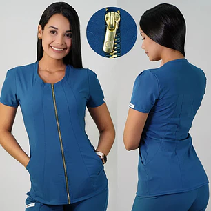 Delantal Antifluidos Mujer Lirio con Cierre Verde Petróleo — libreta de bolsillo para estudiantes de enfermería | Enfermera Rosada