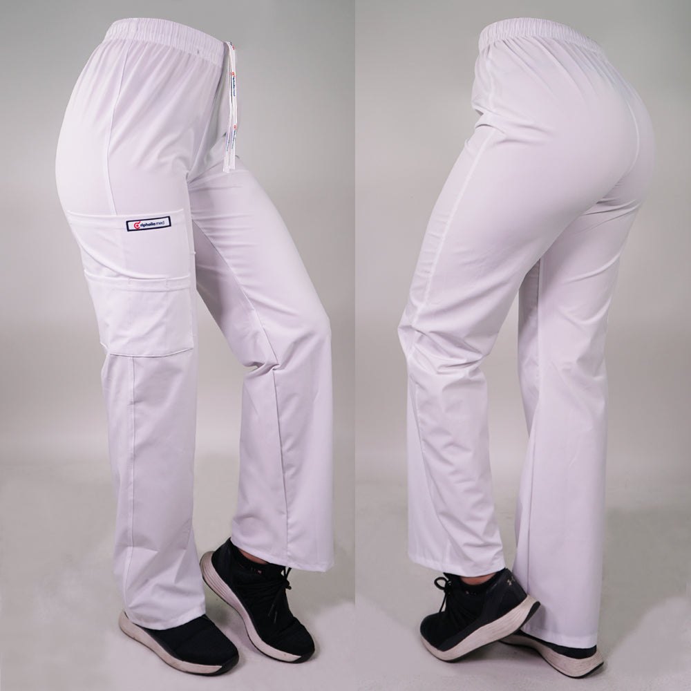 Pantalón Recto Antifluidos Unisex Blanco — libreta de bolsillo para estudiantes de enfermería | Enfermera Rosada (1)