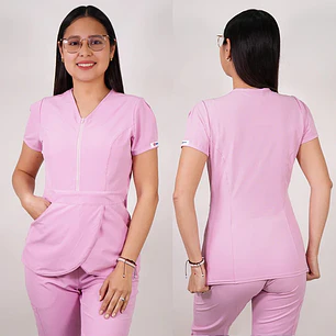 Delantal Antifluidos Mujer Tulipán con Cierre Rosado Pastel — libreta de bolsillo para estudiantes de enfermería | Enfermera Rosada