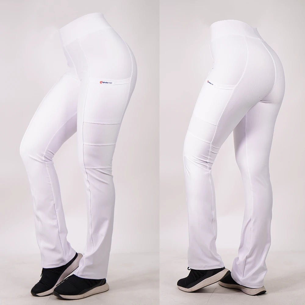Pantalón Clínico Spandex Mujer Blanco 1 — libreta de bolsillo para estudiantes de enfermería | Enfermera Rosada (1)