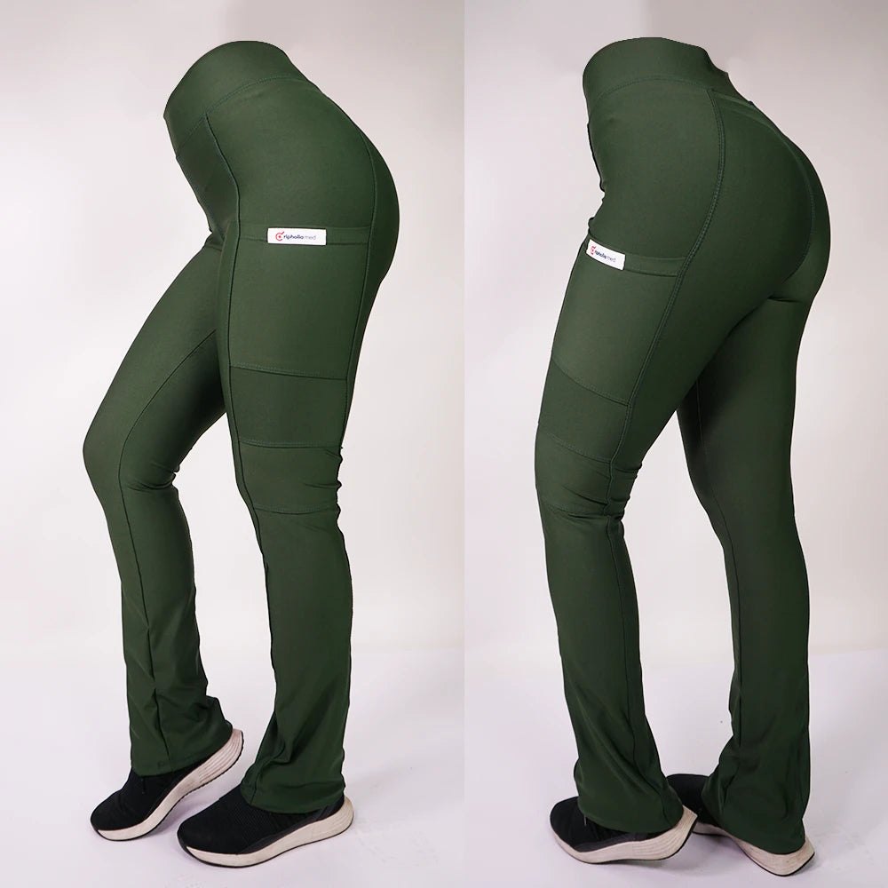 Pantalón Clínico Spandex Mujer Verde Botella 1 — libreta de bolsillo para estudiantes de enfermería | Enfermera Rosada (1)