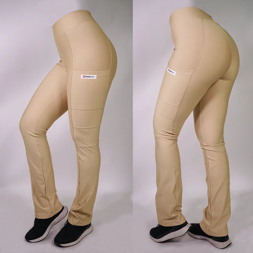Pantalón Clínico Spandex Mujer Beige 1 — libreta de bolsillo para estudiantes de enfermería | Enfermera Rosada (1)