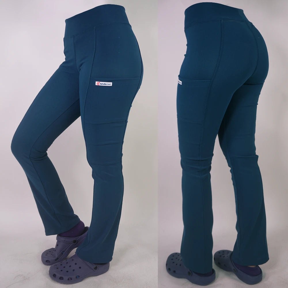 Pantalón Clínico Spandex Mujer Verde Petróleo 2 — libreta de bolsillo para estudiantes de enfermería | Enfermera Rosada (1)