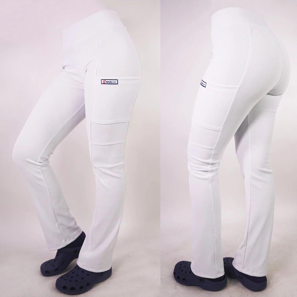Pantalón Clínico Spandex Mujer Blanco 2 — libreta de bolsillo para estudiantes de enfermería | Enfermera Rosada (1)