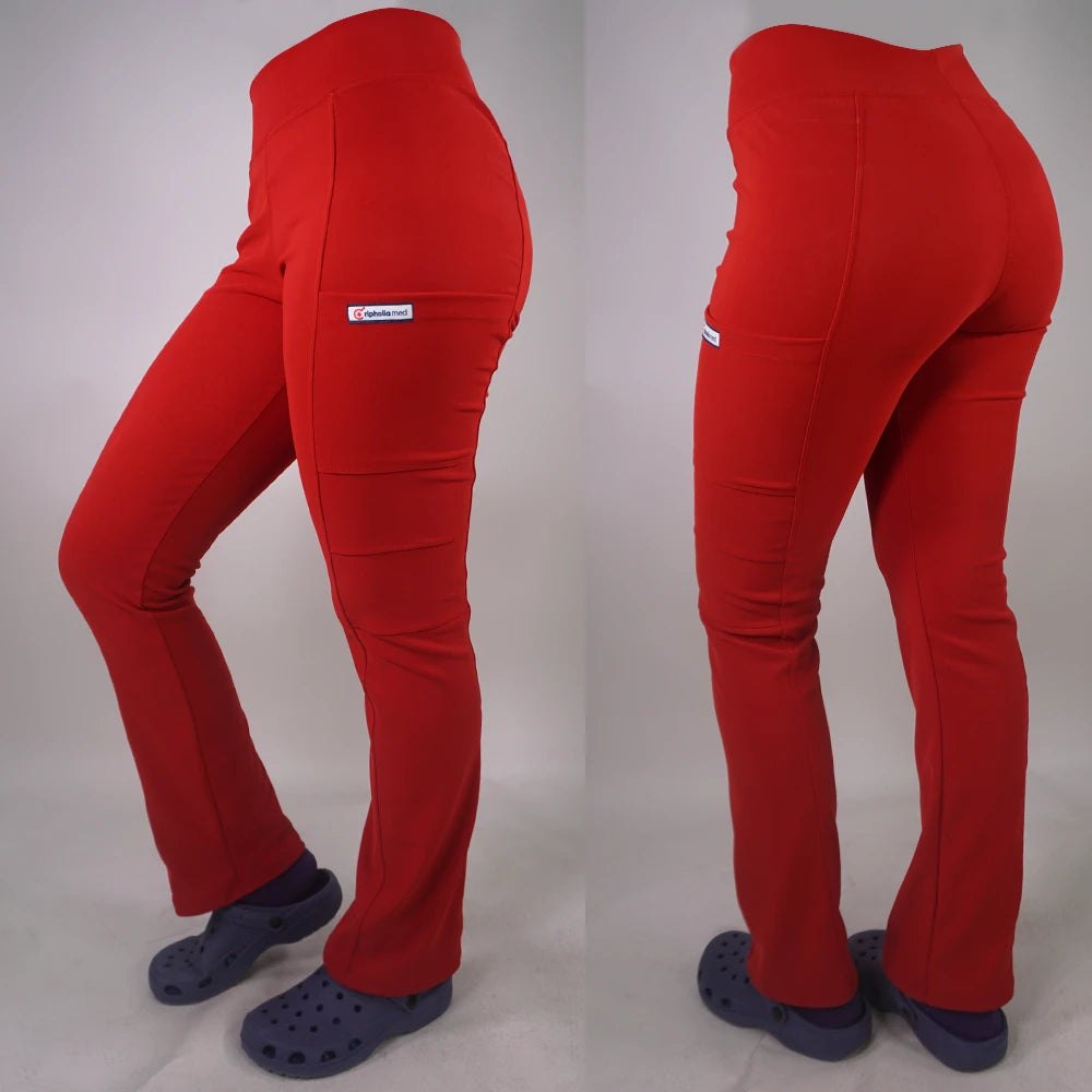 Pantalón Clínico Spandex Mujer Rojo 2 — libreta de bolsillo para estudiantes de enfermería | Enfermera Rosada (1)