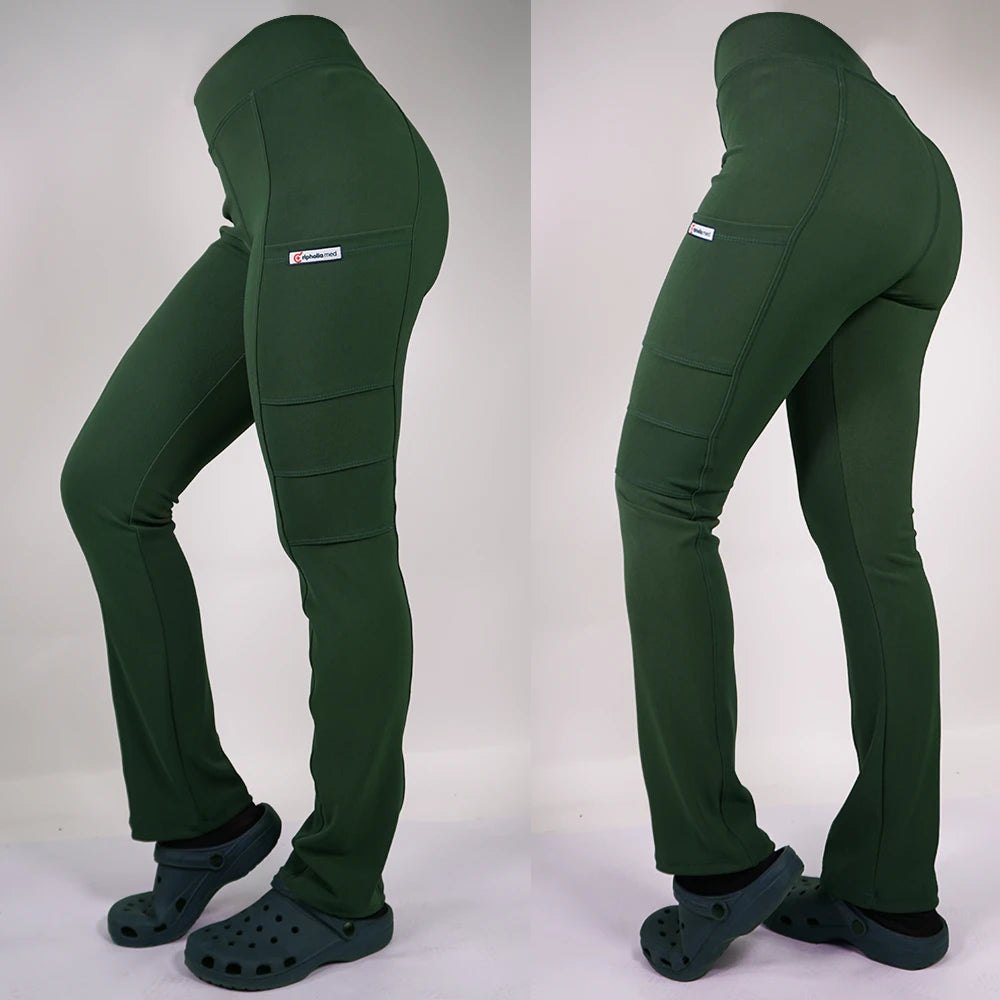 Pantalón Clínico Spandex Mujer Verde Botella 2 — libreta de bolsillo para estudiantes de enfermería | Enfermera Rosada (1)
