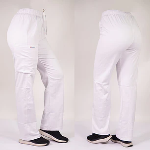 Pantalón Recto de Algodón Unisex Blanco — libreta de bolsillo para estudiantes de enfermería | Enfermera Rosada