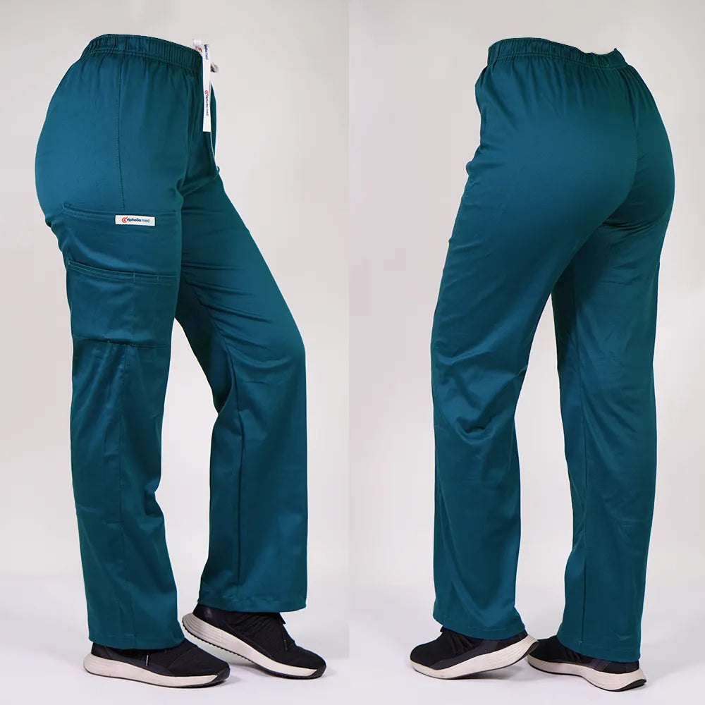 Pantalón Recto de Algodón Unisex Verde Petróleo — libreta de bolsillo para estudiantes de enfermería | Enfermera Rosada (1)
