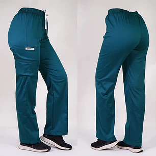 Pantalón Recto de Algodón Unisex Verde Petróleo — libreta de bolsillo para estudiantes de enfermería | Enfermera Rosada