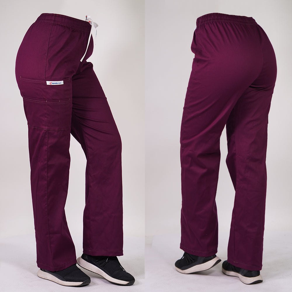 Pantalón Recto de Algodón Unisex Burdeo — libreta de bolsillo para estudiantes de enfermería | Enfermera Rosada (1)