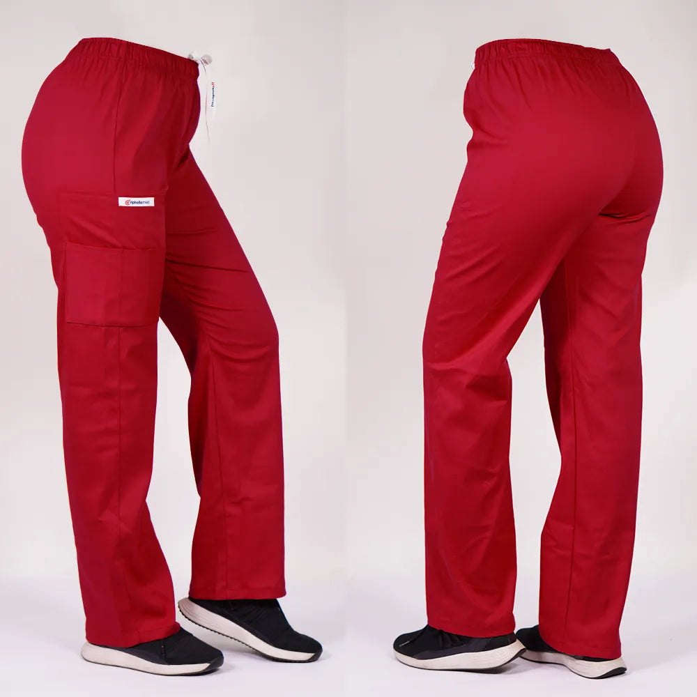 Pantalón Recto de Algodón Unisex Rojo — libreta de bolsillo para estudiantes de enfermería | Enfermera Rosada (1)