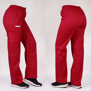 Pantalón Recto de Algodón Unisex Rojo — libreta de bolsillo para estudiantes de enfermería | Enfermera Rosada
