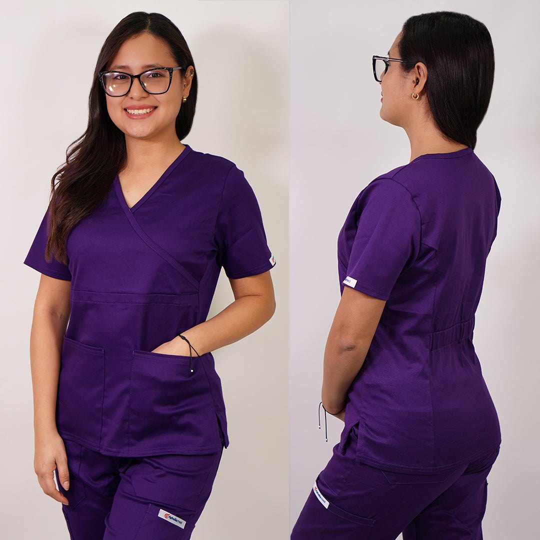Delantal de Algodón Mujer Morado — libreta de bolsillo para estudiantes de enfermería | Enfermera Rosada (1)