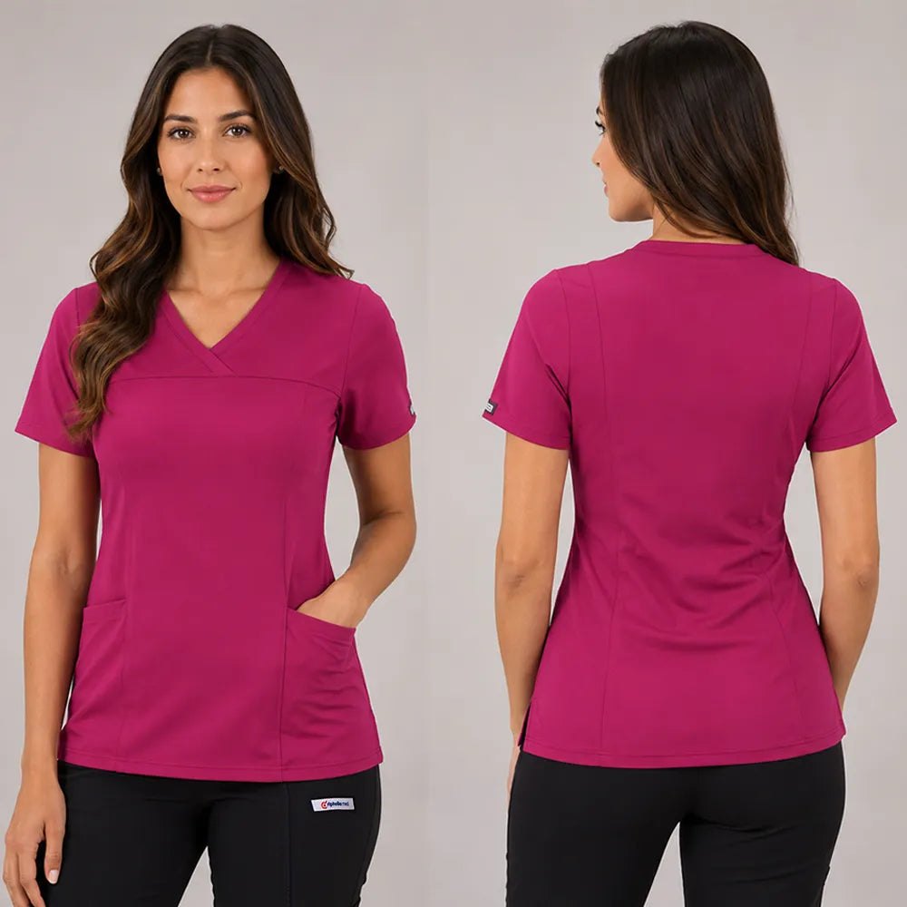 Delantal Elasticado Mujer Fucsia 1 — libreta de bolsillo para estudiantes de enfermería | Enfermera Rosada (1)