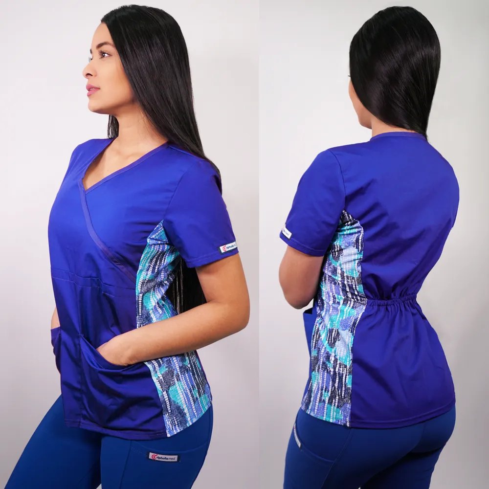 Delantal de Popelina Mujer Azul Rey 1 — libreta de bolsillo para estudiantes de enfermería | Enfermera Rosada (1)