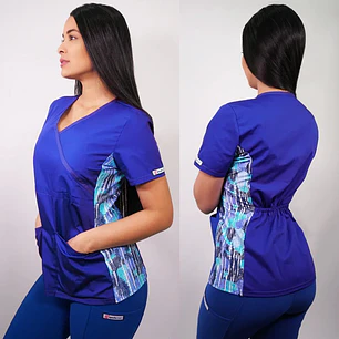 Delantal de Popelina Mujer Azul Rey 1 — libreta de bolsillo para estudiantes de enfermería | Enfermera Rosada