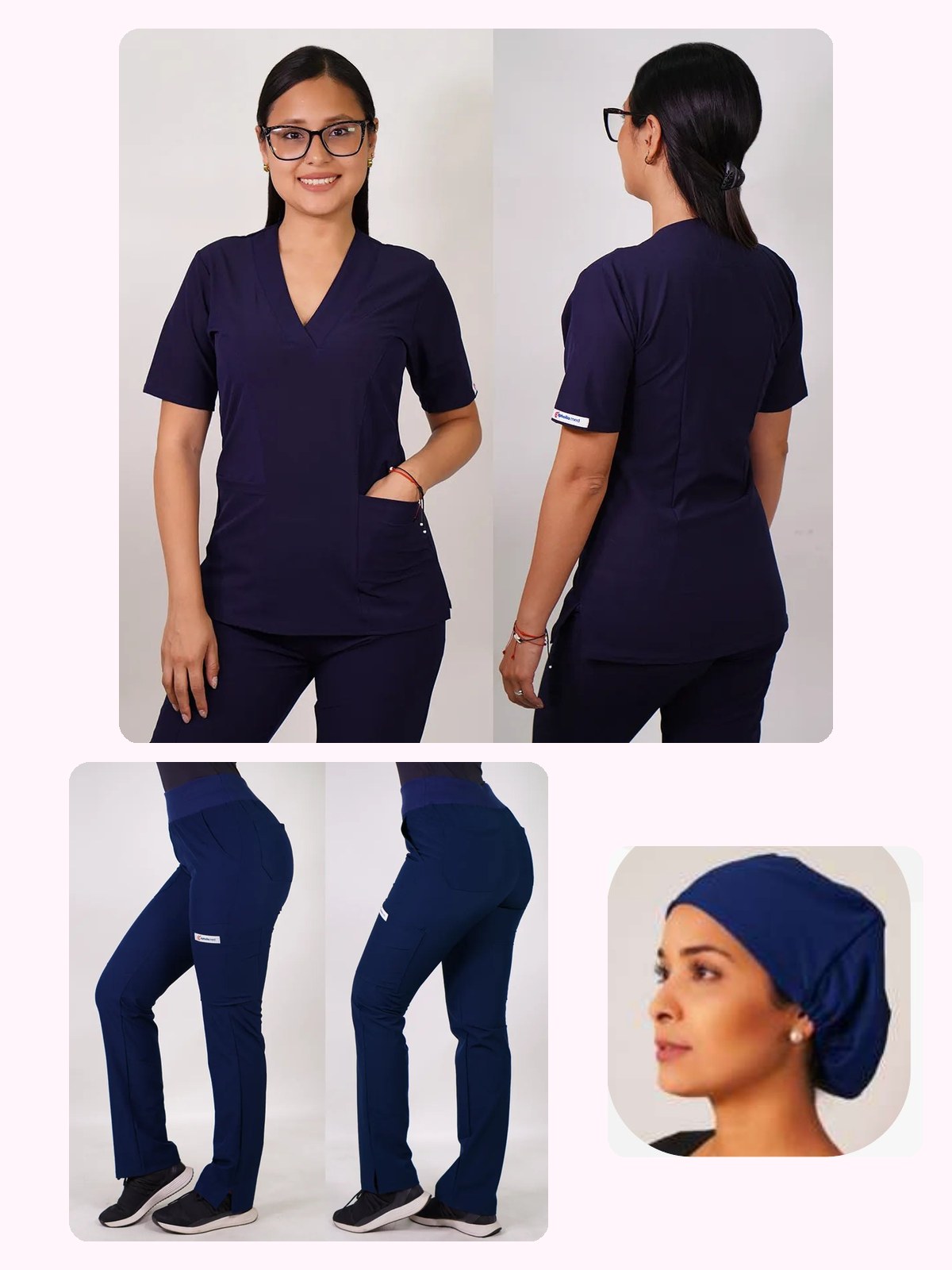 Conjunto Clínico Antifluido Mujer 3 Piezas Clásico Azul Marino — libreta de bolsillo para estudiantes de enfermería | Enfermera Rosada (1)