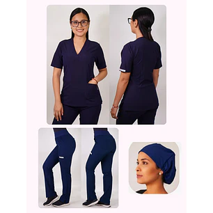 Conjunto Clínico Antifluido Mujer 3 Piezas Clásico Azul Marino — libreta de bolsillo para estudiantes de enfermería | Enfermera Rosada