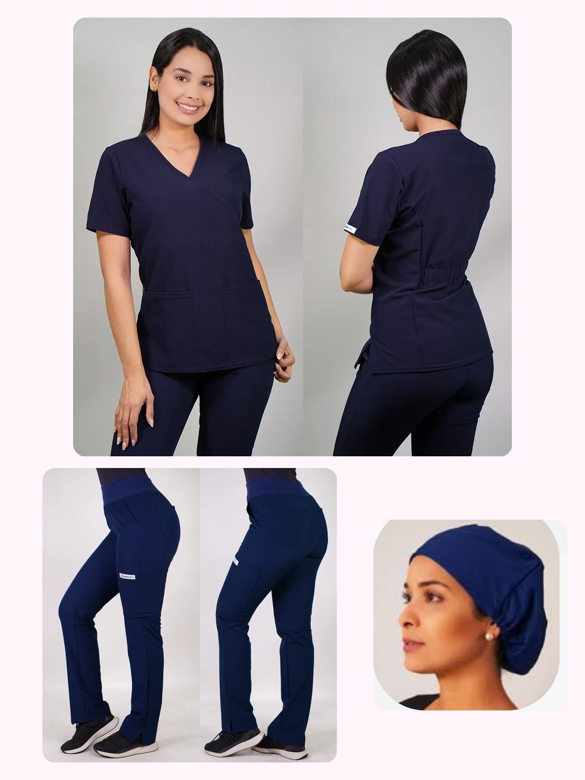 Conjunto Clínico Antifluido Mujer 3 Piezas Cuello V Azul Marino — libreta de bolsillo para estudiantes de enfermería | Enfermera Rosada (1)