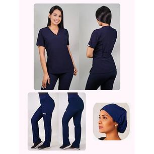 Conjunto Clínico Antifluido Mujer 3 Piezas Cuello V Azul Marino — libreta de bolsillo para estudiantes de enfermería | Enfermera Rosada
