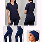 Conjunto Clínico Antifluido Mujer 3 Piezas Cuello V Azul Marino - Miniatura 1