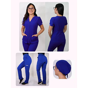 Conjunto Clínico Antifluido Mujer 3 Piezas Azalea Azul Rey — libreta de bolsillo para estudiantes de enfermería | Enfermera Rosada