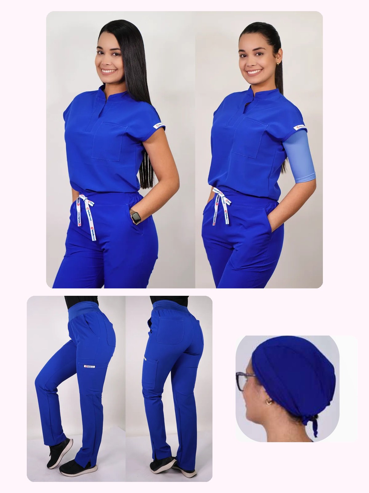 Conjunto Clínico Antifluido Mujer 3 Piezas Amapola Azul Rey — libreta de bolsillo para estudiantes de enfermería | Enfermera Rosada (1)