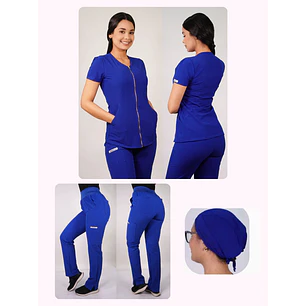 Conjunto Clínico Antifluido Mujer 3 Piezas Lirio Azul Rey — libreta de bolsillo para estudiantes de enfermería | Enfermera Rosada