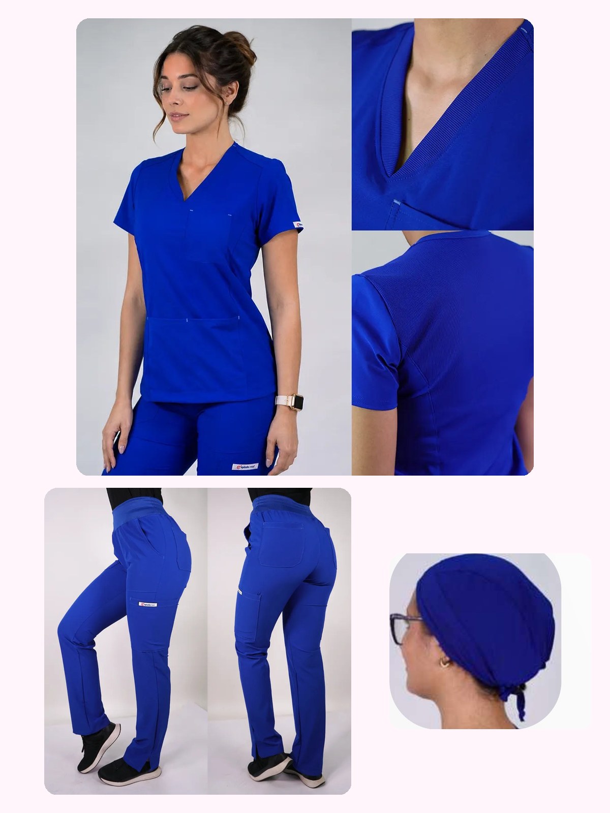 Conjunto Clínico Antifluido Mujer 3 Piezas Violeta Azul Rey — libreta de bolsillo para estudiantes de enfermería | Enfermera Rosada (1)