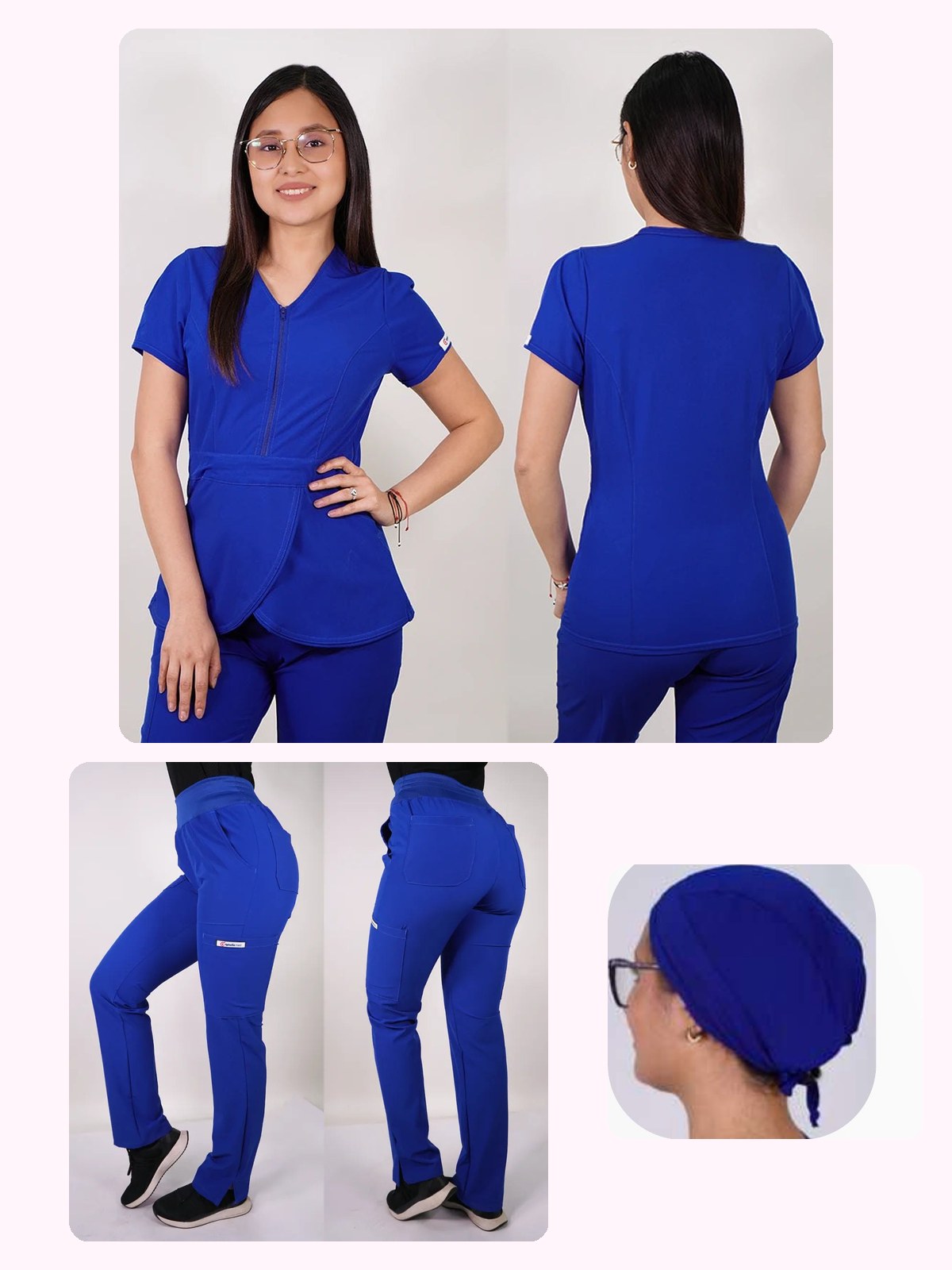 Conjunto Clínico Antifluido Mujer 3 Piezas Tulipán Azul Rey — libreta de bolsillo para estudiantes de enfermería | Enfermera Rosada (1)