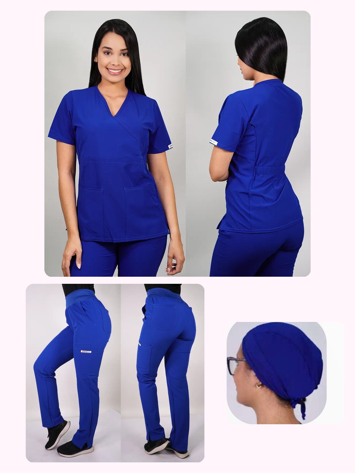Conjunto Clínico Antifluido Mujer 3 Piezas Cuello V Azul Rey — libreta de bolsillo para estudiantes de enfermería | Enfermera Rosada (1)