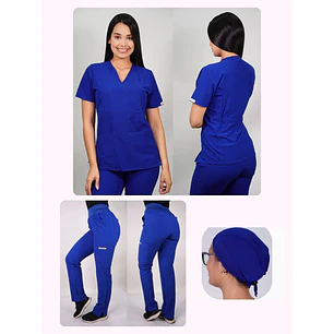 Conjunto Clínico Antifluido Mujer 3 Piezas Cuello V Azul Rey — libreta de bolsillo para estudiantes de enfermería | Enfermera Rosada
