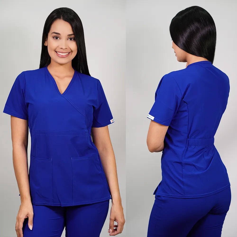 Conjunto Clínico Antifluido Mujer 3 Piezas Cuello V Azul Rey — libreta de bolsillo para estudiantes de enfermería | Enfermera Rosada (2)