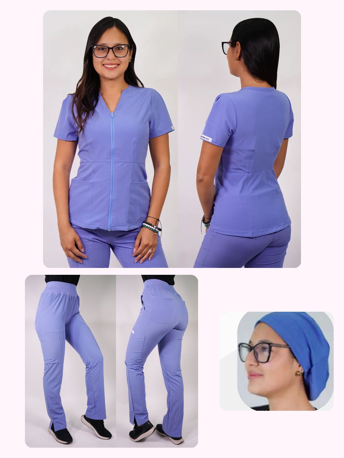 Conjunto Clínico Antifluido Mujer 3 Piezas Azalea Celeste — libreta de bolsillo para estudiantes de enfermería | Enfermera Rosada (1)
