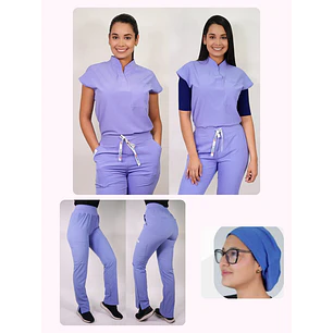 Conjunto Clínico Antifluido Mujer 3 Piezas Amapola Celeste — libreta de bolsillo para estudiantes de enfermería | Enfermera Rosada