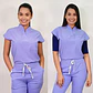 Conjunto Clínico Antifluido Mujer 3 Piezas Amapola Celeste - Miniatura 2