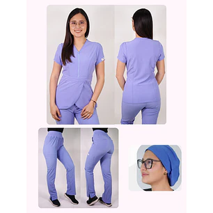 Conjunto Clínico Antifluido Mujer 3 Piezas Tulipán Celeste — libreta de bolsillo para estudiantes de enfermería | Enfermera Rosada