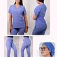 Conjunto Clínico Antifluido Mujer 3 Piezas Cuello V Celeste - Miniatura 1