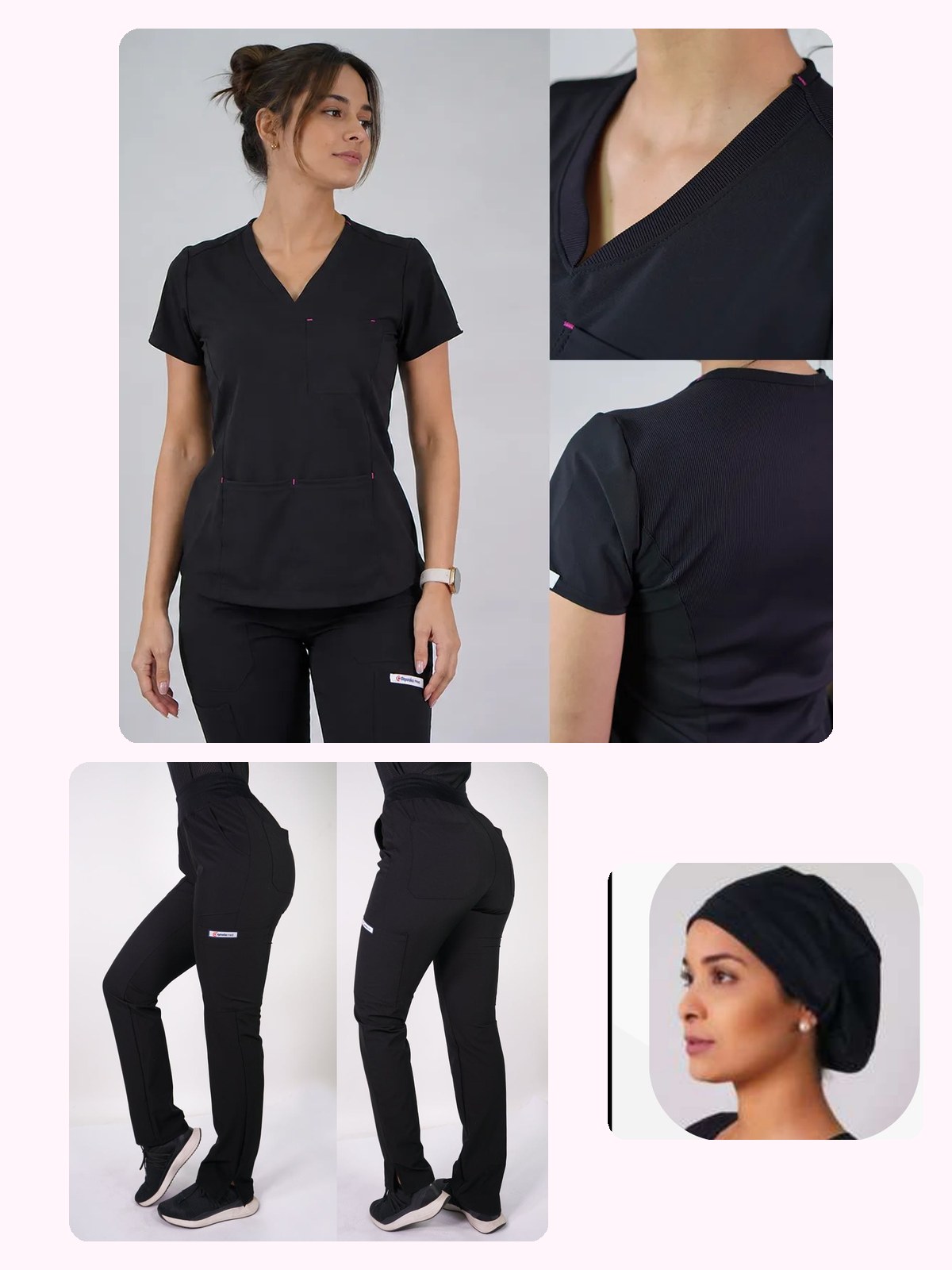 Conjunto Clínico Antifluido Mujer 3 Piezas Violeta Negro — libreta de bolsillo para estudiantes de enfermería | Enfermera Rosada (1)