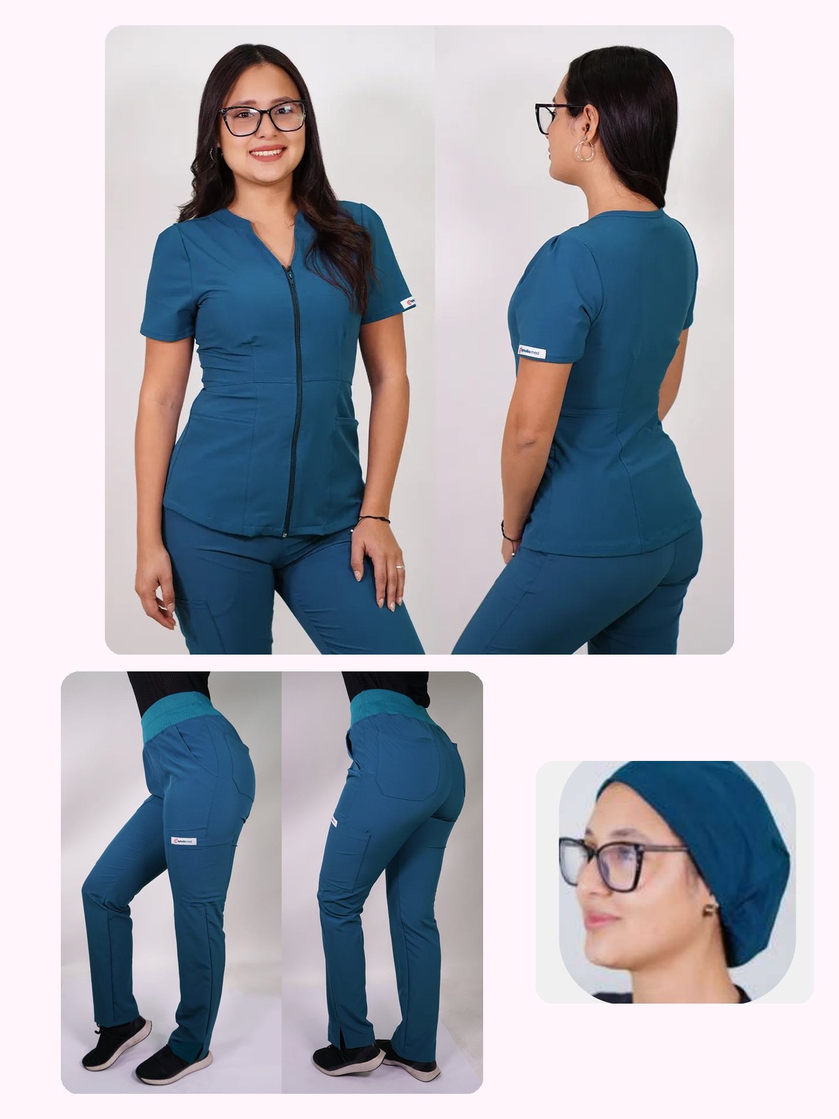 Conjunto Clínico Antifluido Mujer 3 Piezas Azalea Verde Petróleo — libreta de bolsillo para estudiantes de enfermería | Enfermera Rosada (1)