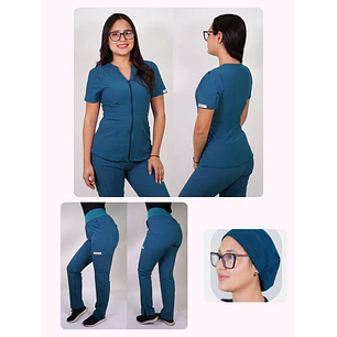 Conjunto Clínico Antifluido Mujer 3 Piezas Azalea Verde Petróleo — libreta de bolsillo para estudiantes de enfermería | Enfermera Rosada