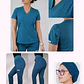 Conjunto Clínico Antifluido Mujer 3 Piezas Violeta Verde Petróleo - Miniatura 1