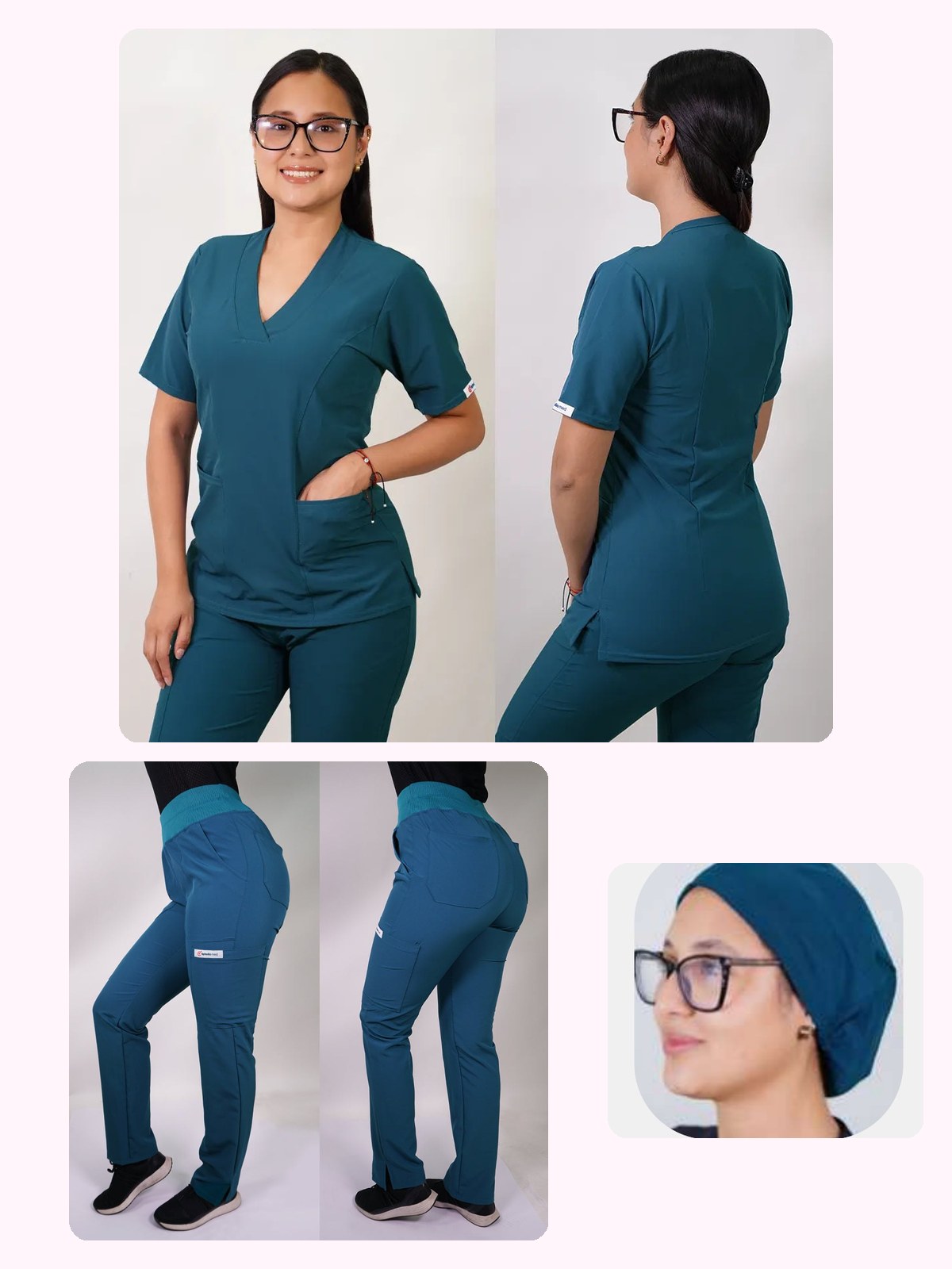 Conjunto Clínico Antifluido Mujer 3 Piezas Clásico Verde Petróleo — libreta de bolsillo para estudiantes de enfermería | Enfermera Rosada (1)