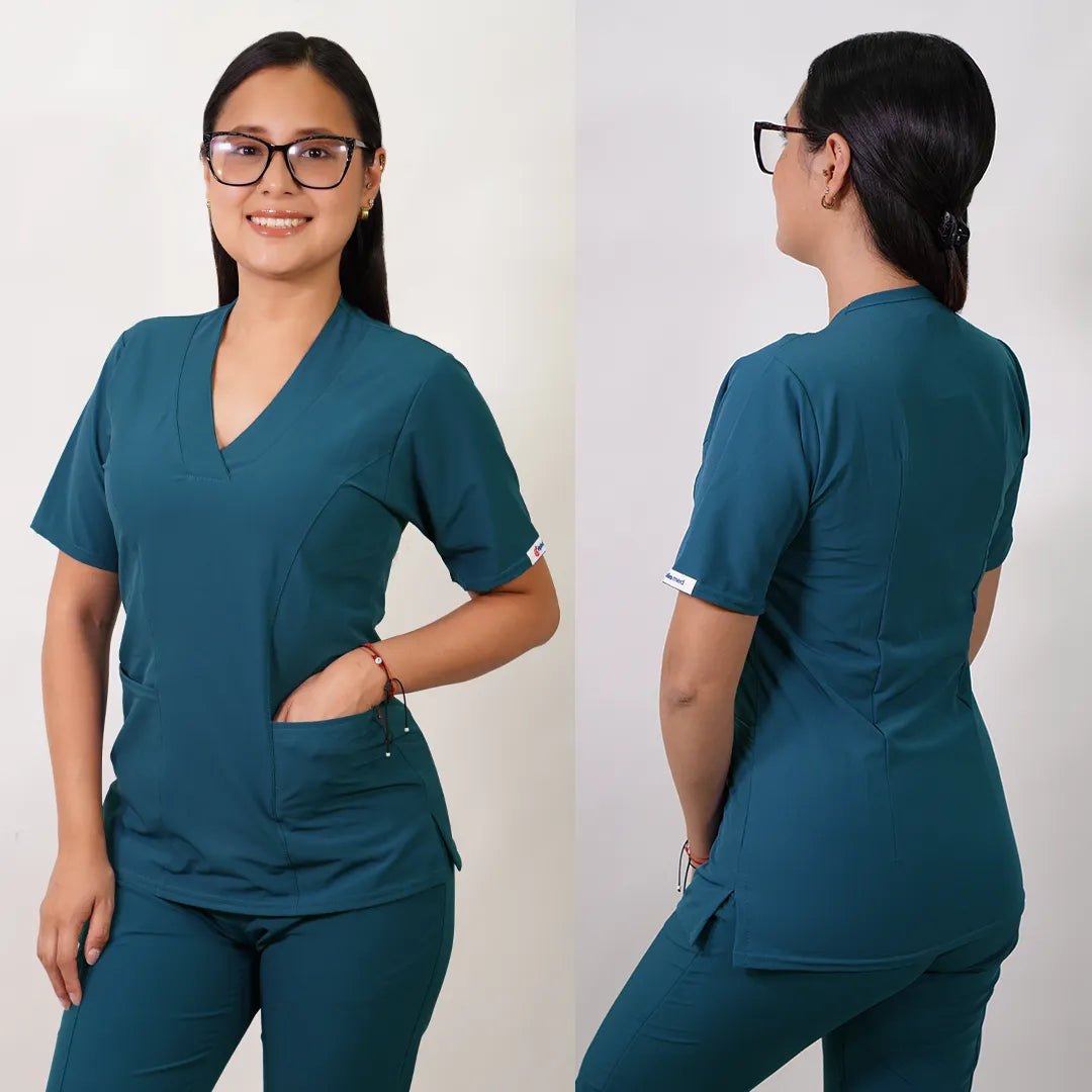 Conjunto Clínico Antifluido Mujer 3 Piezas Clásico Verde Petróleo — libreta de bolsillo para estudiantes de enfermería | Enfermera Rosada (2)