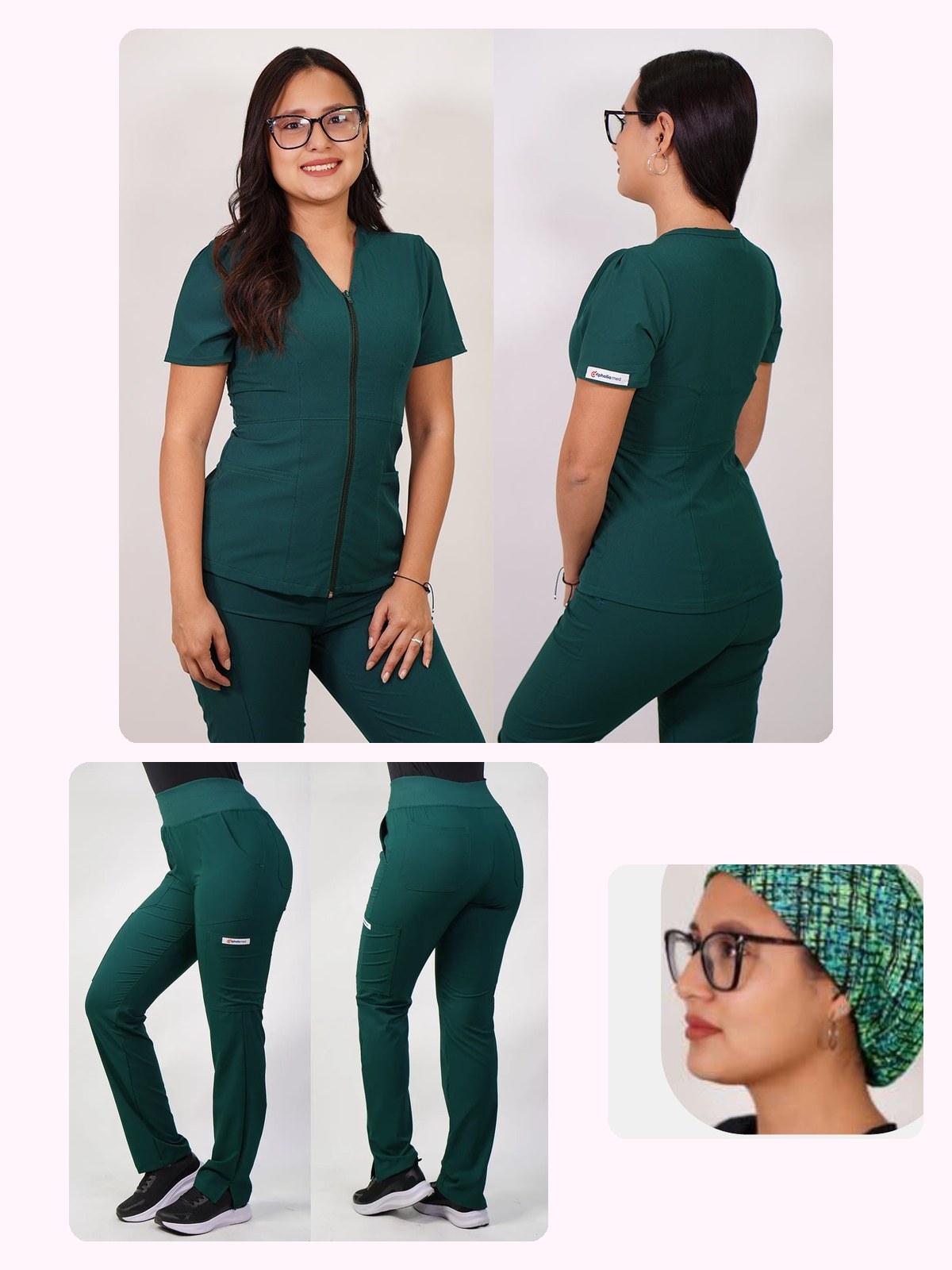 Conjunto Clínico Antifluido Mujer 3 Piezas Azalea Verde Botella — libreta de bolsillo para estudiantes de enfermería | Enfermera Rosada (1)